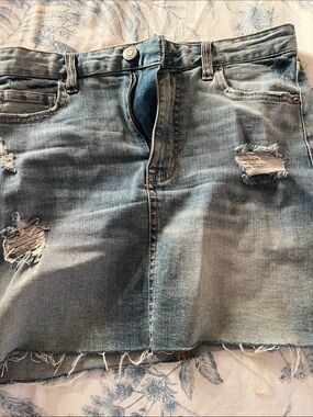 Aeropostale Light Blue Distressed Denim Skirt